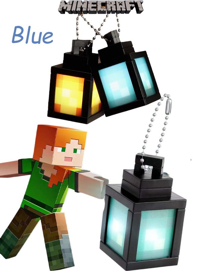 Minecraft Mini Night Light Portable Rechargeable LED Keychain Lamp for Gamers Kids Bedroom Desk Decor and Backpack Accessory,Blue - Image 1