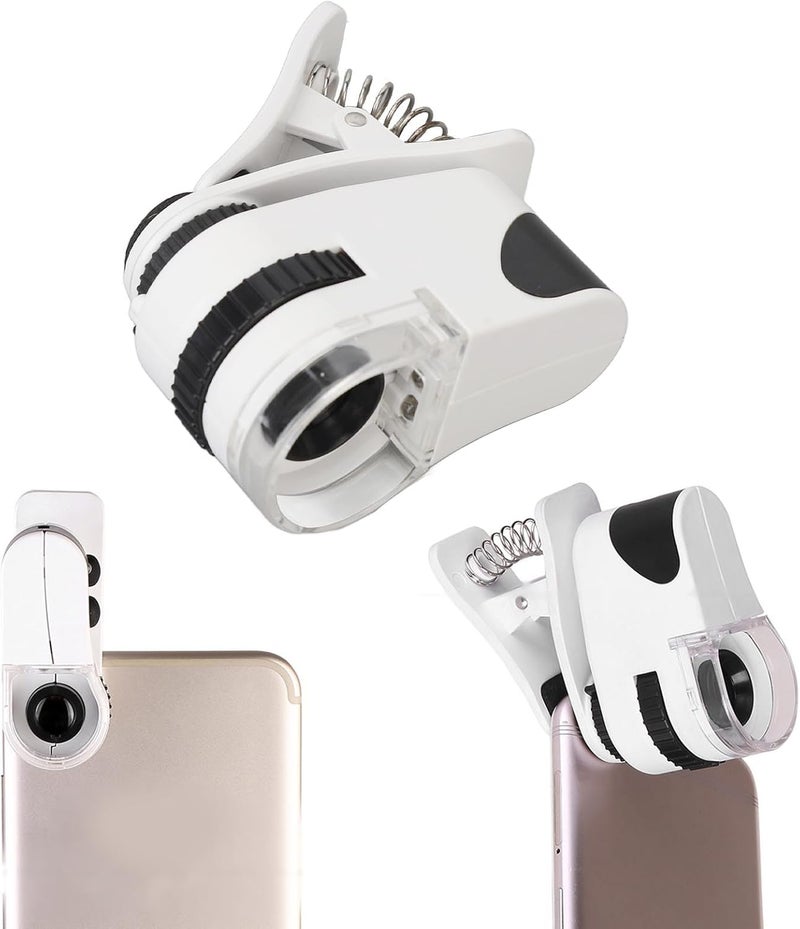 كلاراكو مجهر تثبيت على الهاتف المحمول، مجهر عالمي بتكبير 50 ضعفًا للهواتف الذكية، عدسة مكبرة قابلة لإعادة الشحن مع إضاءة LED بالأشعة فوق البنفسجية - Image 4