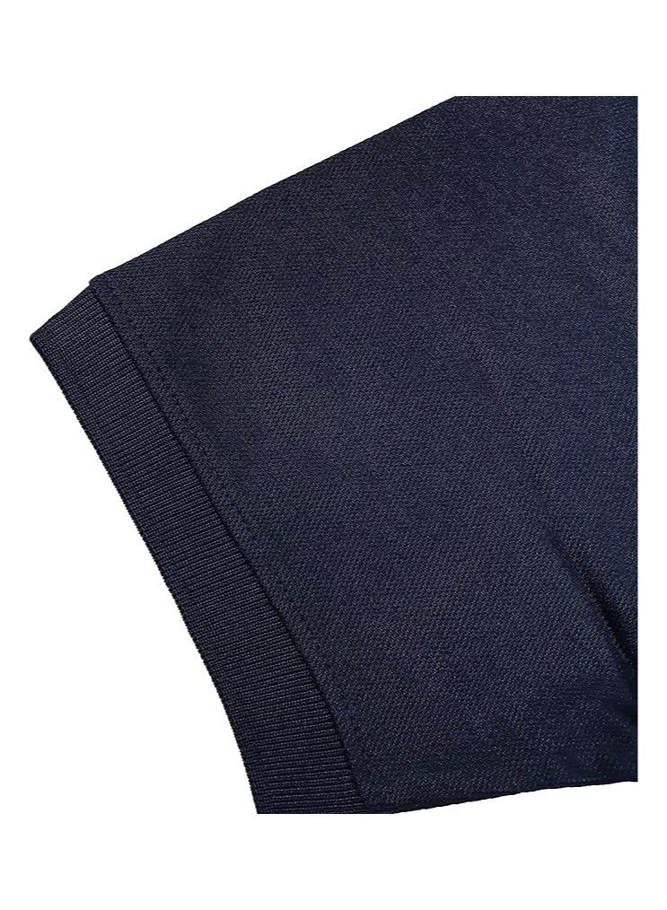 COOL TEX Cooltex Unisex Cotton Polyester Plain Navy Blue Polo T-Shirts Cool Dry-Fit Material Short Sleeves Soft and Comfortable - Image 5