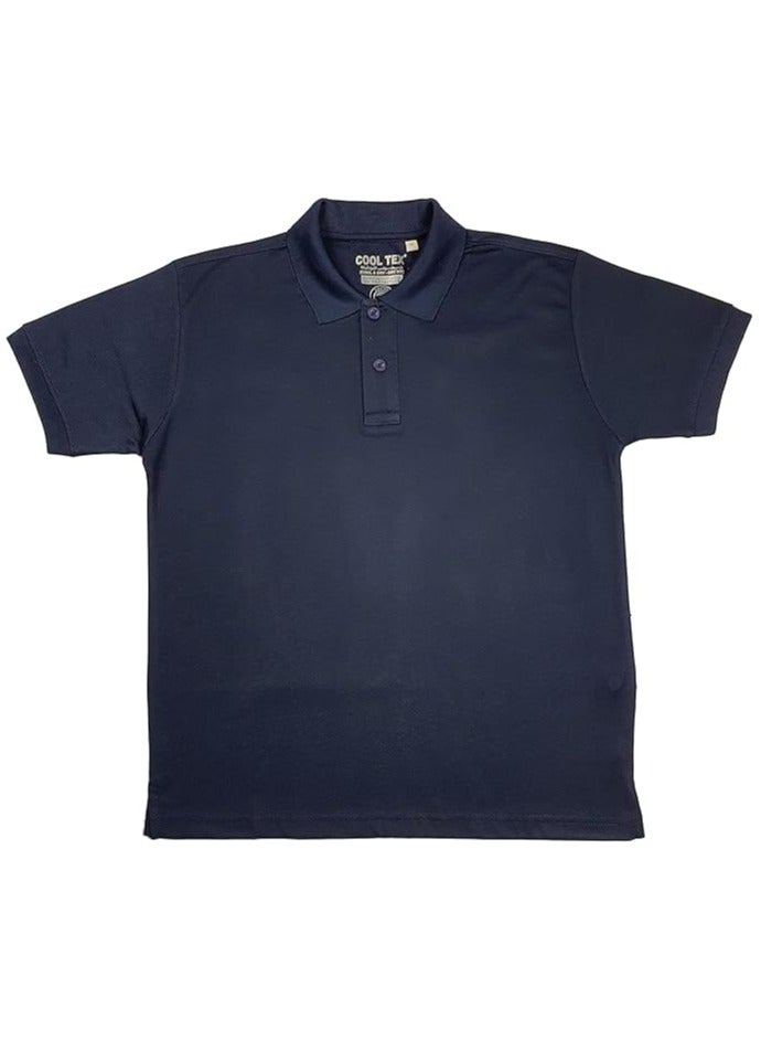 COOL TEX Cooltex Unisex Cotton Polyester Plain Navy Blue Polo T-Shirts Cool Dry-Fit Material Short Sleeves Soft and Comfortable - Image 2