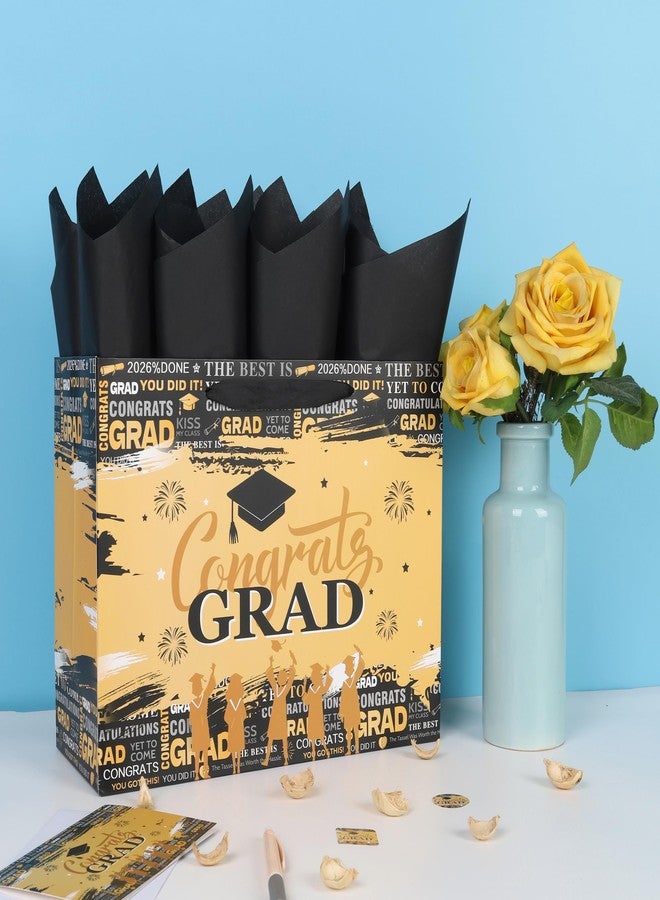 Qirrmiy 13'' Large Graduation Gift Bag Set with Handles, Greeting Card, Tissue Papers and Stickers for Men Women Girls Boys Kids Teens for Graduates, College, High School, Graduation Design, 1 Pcs - Image 5