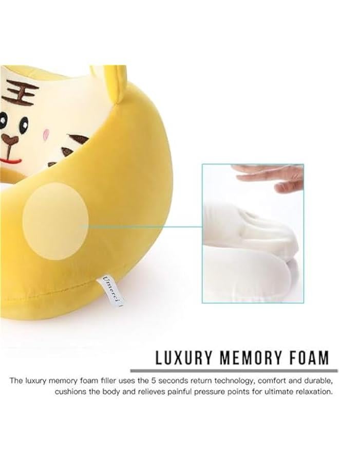 HOOKOR Memory Foam Animal Travel Pillow, Comfortable Neck Pillow with Cute Eye Mask Lightweight Traveling Pillow for Airplane, Car, Train, Bus and Home Use (Tiger)  - Image 3