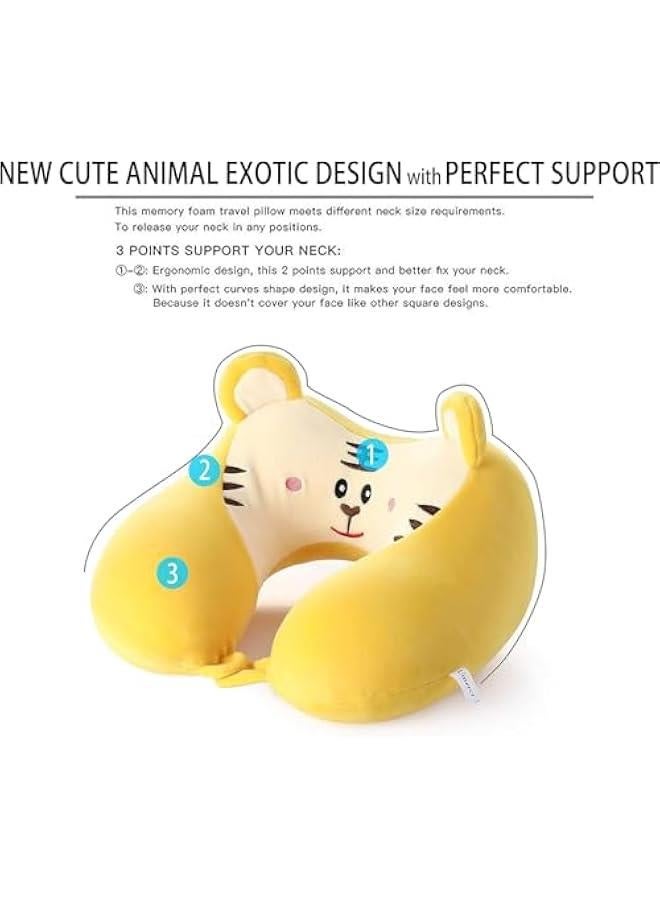 HOOKOR Memory Foam Animal Travel Pillow, Comfortable Neck Pillow with Cute Eye Mask Lightweight Traveling Pillow for Airplane, Car, Train, Bus and Home Use (Tiger)  - Image 4