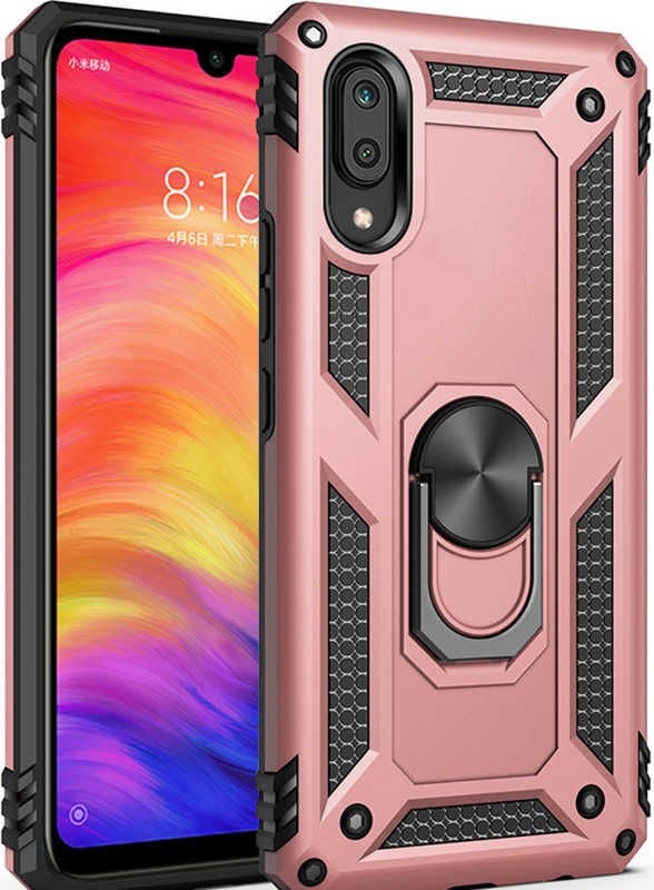 Samsung Galaxy M10 Case SM-M105F Ring Stand Tank Silicone + Unbreakable Nano Glass