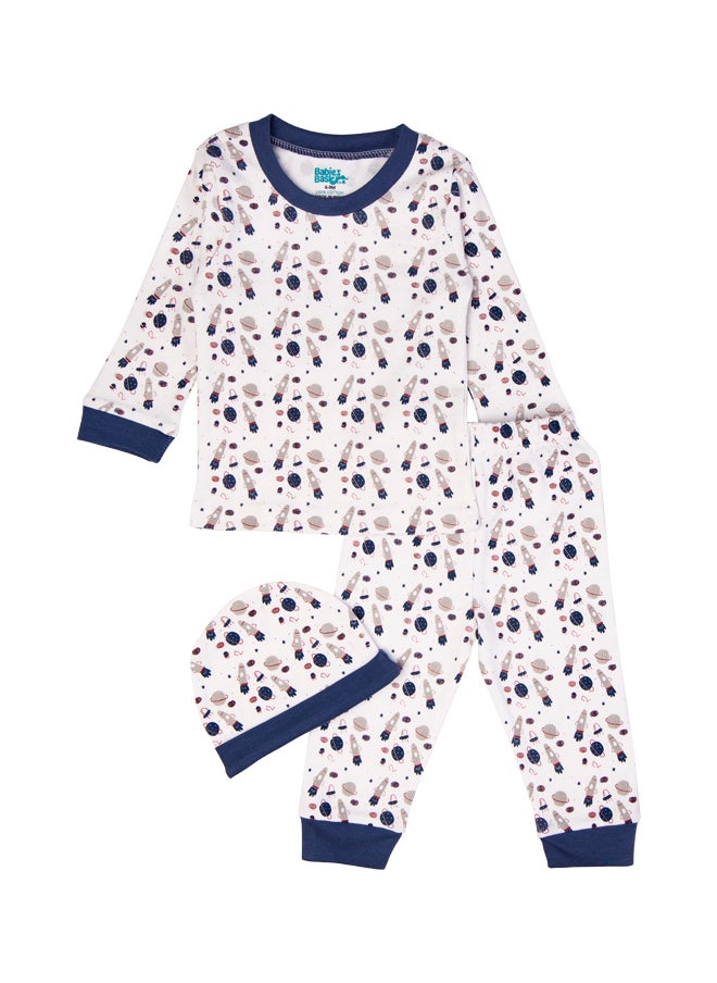 Babies Basic 7 Piece Unisex 100% Cotton Gift Set Include Bib, Blanket, Mitten, Cap, Romper, Top And Bottom Set, Blue  - Image 5
