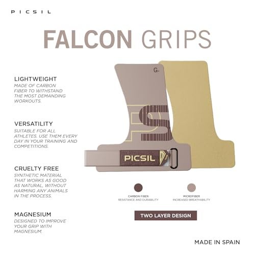PICSIL Falcon Grips + Wrist Pads + Bag, Carbon Fibre Material, Use with Magnesium, Grip on All Surfaces and Bar Types, Designed for All Athletes, Taupe G - Image 2