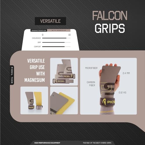 PICSIL Falcon Grips + Wrist Pads + Bag, Carbon Fibre Material, Use with Magnesium, Grip on All Surfaces and Bar Types, Designed for All Athletes, Taupe G - Image 4
