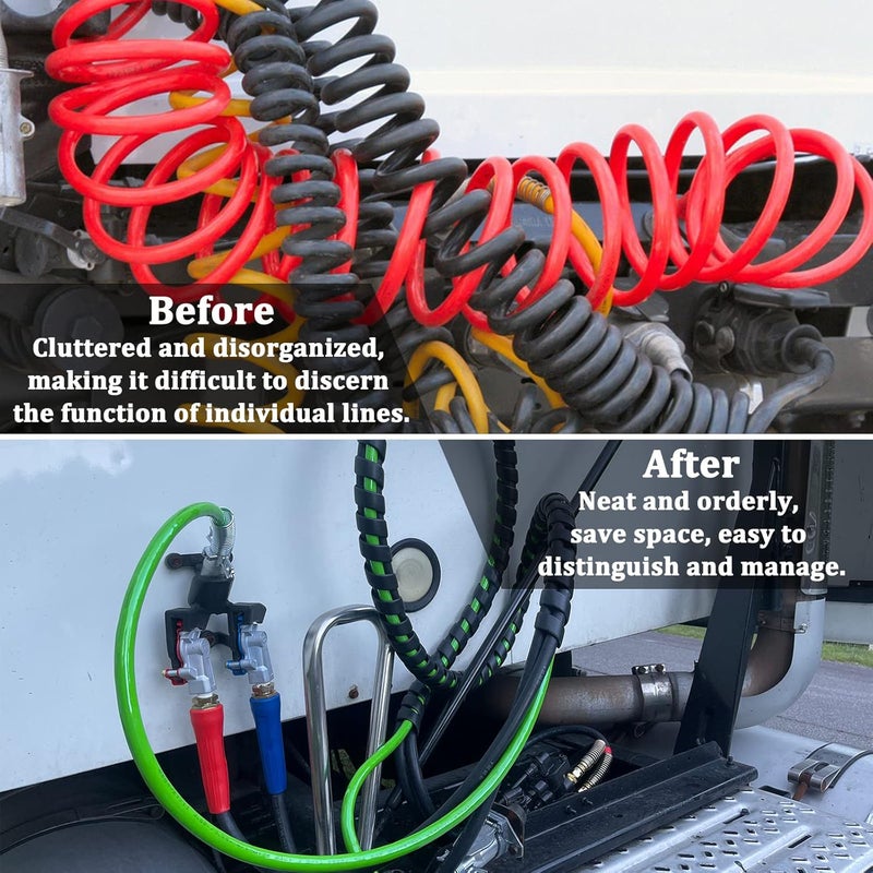 YiaChuii 12ft 3 in 1 ABS Air Power Line Semi Truck Airpower Lines Hose Wrap 7 Way Electrical Cable for Tractor Trailer - Image 5