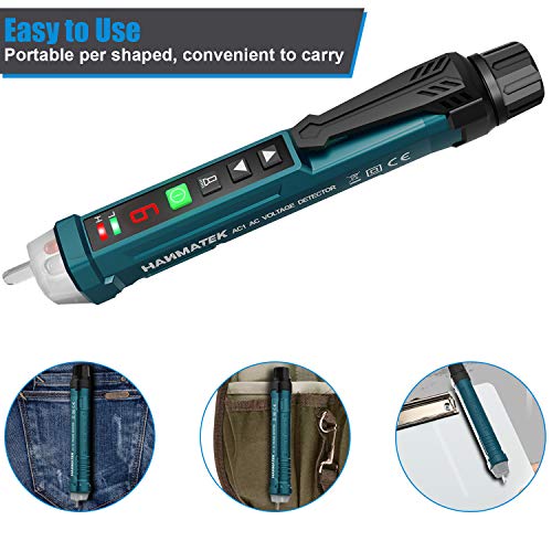 HANMATEK Non-Contact Voltage Tester - 12-1000V AC Voltage Detector with 9 Sensitivity Levels, Sound & Light Alarm, LED Flashlight, Electrical Tester for Live/Neutral Line Detection AC1 - Image 5