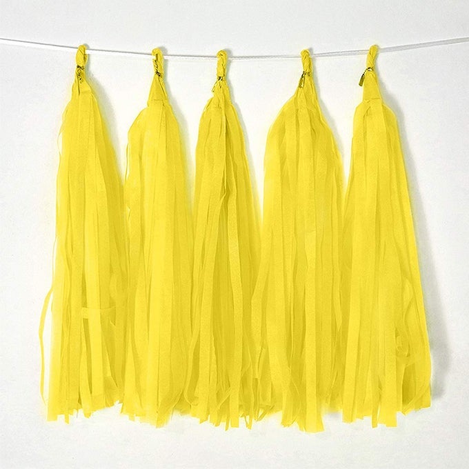 YELLOW TISSUE PAPER TASSEL GARLAND DIY HANGING PAPER DECORATIONS FOR PARTY WEDDING FESTIVAL BABY SHOWER 20PCS DEEP YELLOW35CM