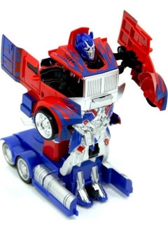 Gepettoys Optimus Prime Pull and Drop Car that Can Transform into a Robot with One Button 15 cm  - Image 1