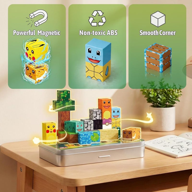 EP EXERCISE N PLAY Mini Magnetic Blocks Pet Travel Toys, 35 PCS Magnetic Building Cubes with Metal Storage Case for Kids Ages 3-8, STEM Montessori Construction Toys for Toddlers, Airplane & Car Ride Essentials - Image 5