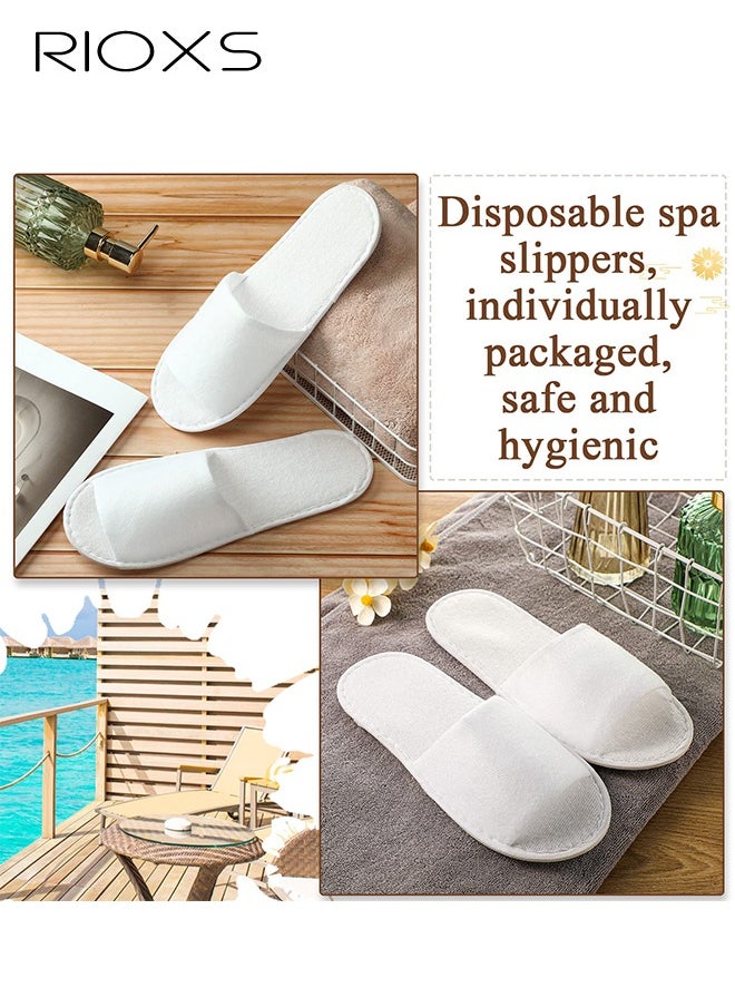 RIOXS 20 Pairs Disposable Slippers, Universal Guests Slippers, Open Toe Spa Slippers, Bulk Unisex Hotel Slippers, Non-Slip Slippers For Men And Women, White Courtesy Slippers, Comfy Slide Slipper For Home/ Hotel/ Travel/ Wedding Party, Indoor Spa Salons Slippers  - Image 5