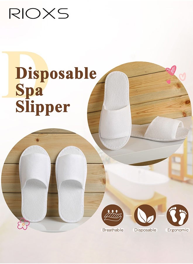 RIOXS 20 Pairs Disposable Slippers, Universal Guests Slippers, Open Toe Spa Slippers, Bulk Unisex Hotel Slippers, Non-Slip Slippers For Men And Women, White Courtesy Slippers, Comfy Slide Slipper For Home/ Hotel/ Travel/ Wedding Party, Indoor Spa Salons Slippers  - Image 4