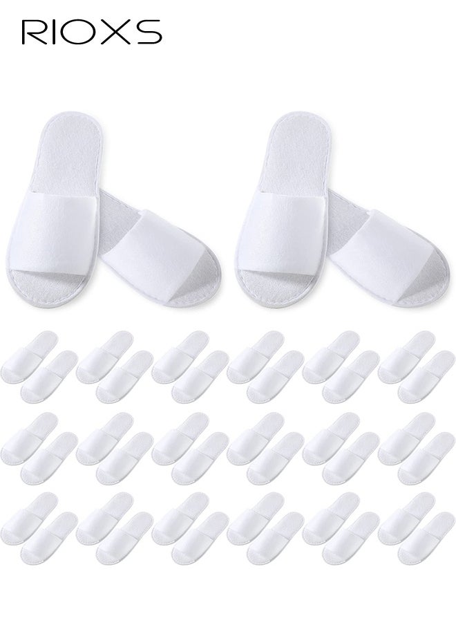 RIOXS 20 Pairs Disposable Slippers, Universal Guests Slippers, Open Toe Spa Slippers, Bulk Unisex Hotel Slippers, Non-Slip Slippers For Men And Women, White Courtesy Slippers, Comfy Slide Slipper For Home/ Hotel/ Travel/ Wedding Party, Indoor Spa Salons Slippers  - Image 1