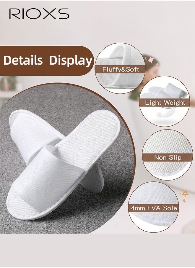 RIOXS 20 Pairs Disposable Slippers, Universal Guests Slippers, Open Toe Spa Slippers, Bulk Unisex Hotel Slippers, Non-Slip Slippers For Men And Women, White Courtesy Slippers, Comfy Slide Slipper For Home/ Hotel/ Travel/ Wedding Party, Indoor Spa Salons Slippers  - Image 3