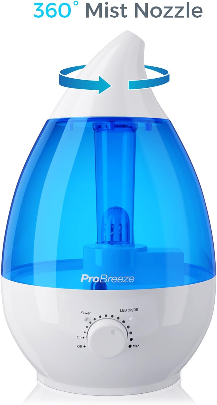 Pro Breeze 3.8L Large Ultrasonic Cool Mist Humidifier with 48-Hour Operation, Large Water Dispenser, Aroma Diffuser Tray, Night Light and Auto Shut-Off - Humidifiers for Bedroom & Living Room - Image 4