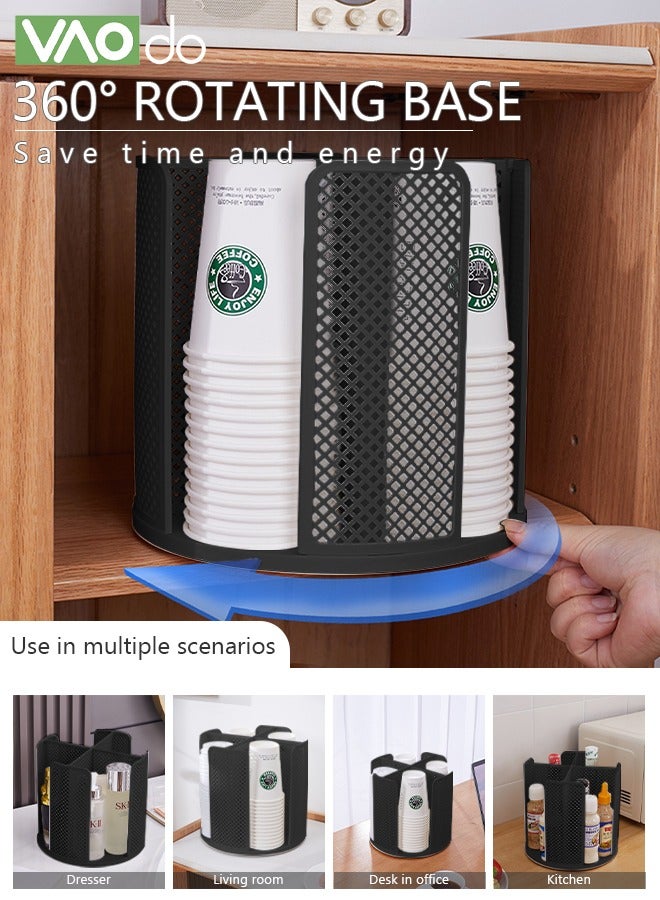 VAOdo Multifunctional Cups Holder Organizer 360°Rotating Cup Holder Rack Cosmetic Storage Kitchen Seasoning Storage Rack  - Image 4