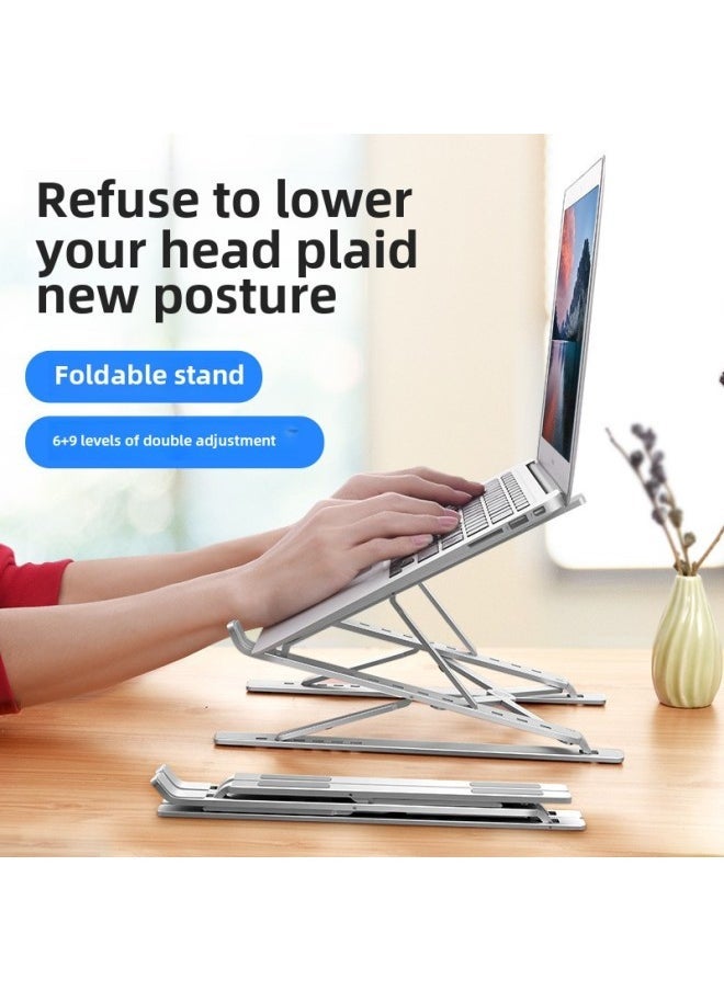 N8 Double-layer Laptop Bracket Aluminum Alloy Tablet Computer Radiator Foldable Storage Raised Rack-Color:▷n8-[apple Silver] Aluminum Alloy - Image 5