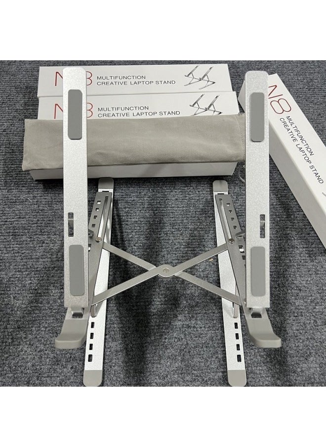 N8 Double-layer Laptop Bracket Aluminum Alloy Tablet Computer Radiator Foldable Storage Raised Rack-Color:▷n8-[apple Silver] Aluminum Alloy - Image 3
