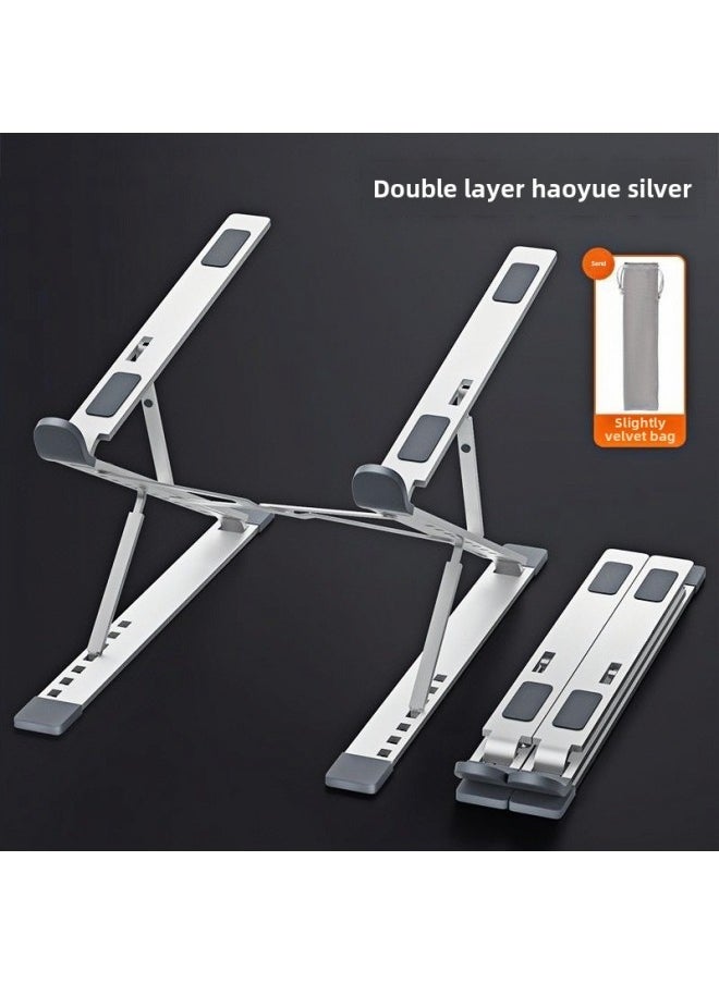 N8 Double-layer Laptop Bracket Aluminum Alloy Tablet Computer Radiator Foldable Storage Raised Rack-Color:▷n8-[apple Silver] Aluminum Alloy - Image 2