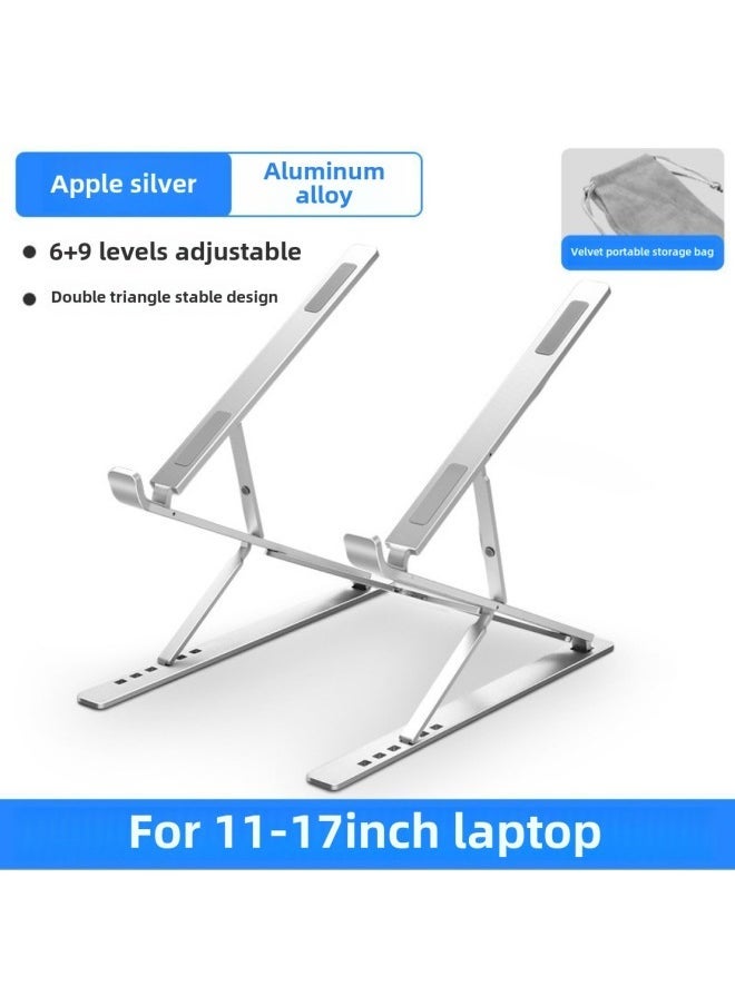 N8 Double-layer Laptop Bracket Aluminum Alloy Tablet Computer Radiator Foldable Storage Raised Rack-Color:▷n8-[apple Silver] Aluminum Alloy - Image 1