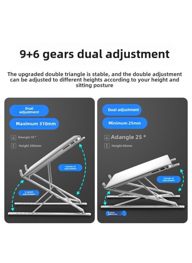 N8 Double-layer Laptop Bracket Aluminum Alloy Tablet Computer Radiator Foldable Storage Raised Rack-Color:▷n8-[apple Silver] Aluminum Alloy - Image 4