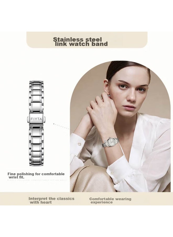 Fiyta Classic Series "white Moonlight" Mechanical Steel Strap Watch, Elegant Business Women's Watch, Holiday Gift Box - Image 4