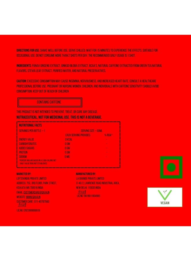 QAVA QAVA Liquid Energy Shot|Plant Powered|Instant Energy Boost|Panax Ginseng|Gingko Biloba|60Ml (Pack Of 4)|No Added Sugar|Zero Calorie  - Image 3