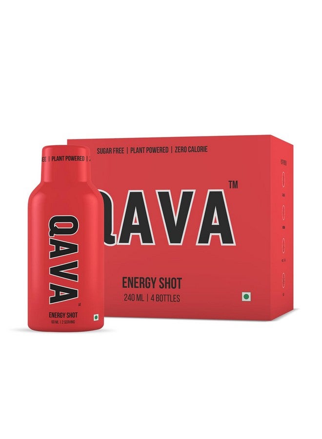 QAVA QAVA Liquid Energy Shot|Plant Powered|Instant Energy Boost|Panax Ginseng|Gingko Biloba|60Ml (Pack Of 4)|No Added Sugar|Zero Calorie  - Image 1