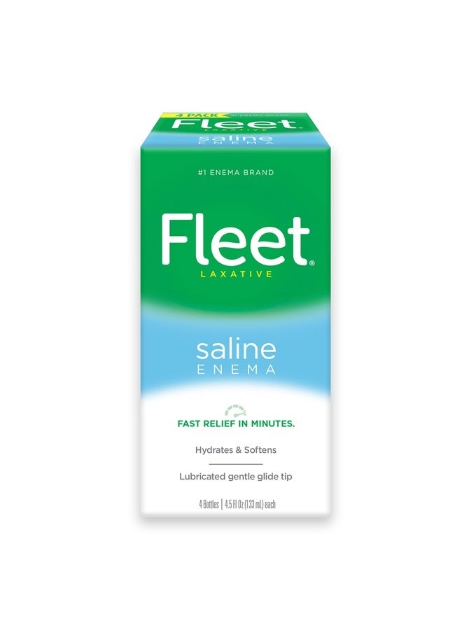 Fleet حقنة ملينة ملحية للإمساك للبالغين، 4.5 أونصة سائلة، 4 زجاجات - Image 1