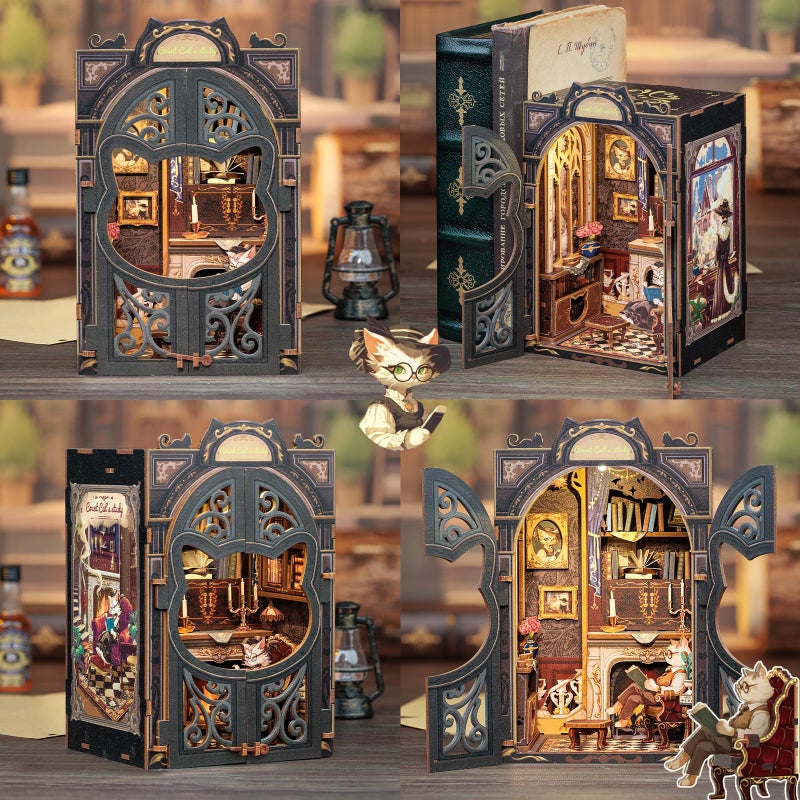 CUTEBEE Book Nook Kit - DIY Miniature House Kit for Adults and Teens, Dollhouse Booknook Tiny House Model Build Bookshelf Decor, Gifts for Family, Friends - Image 5