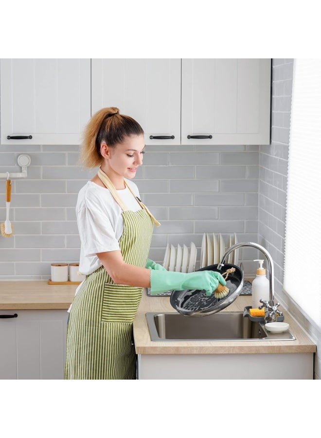 Bamboo Dish Scrub Brushes, Kitchen Wooden Cleaning Scrubbers Set for Washing Cast Iron Pan/Pot, Natural Sisal Bristles, Set of 2 - Image 3