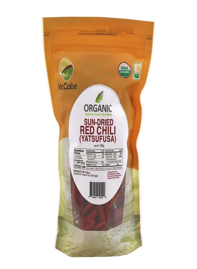 McCabe Organic Sun-Dried Red Chili Pepper - Dried Japanese Variety Chili Peppers | Rich with Vitamin D & Minerals | USDA and CCOF Certified | Product of USA | 50g (Japanese Pepper/Yatsufusa Variety) - Image 1