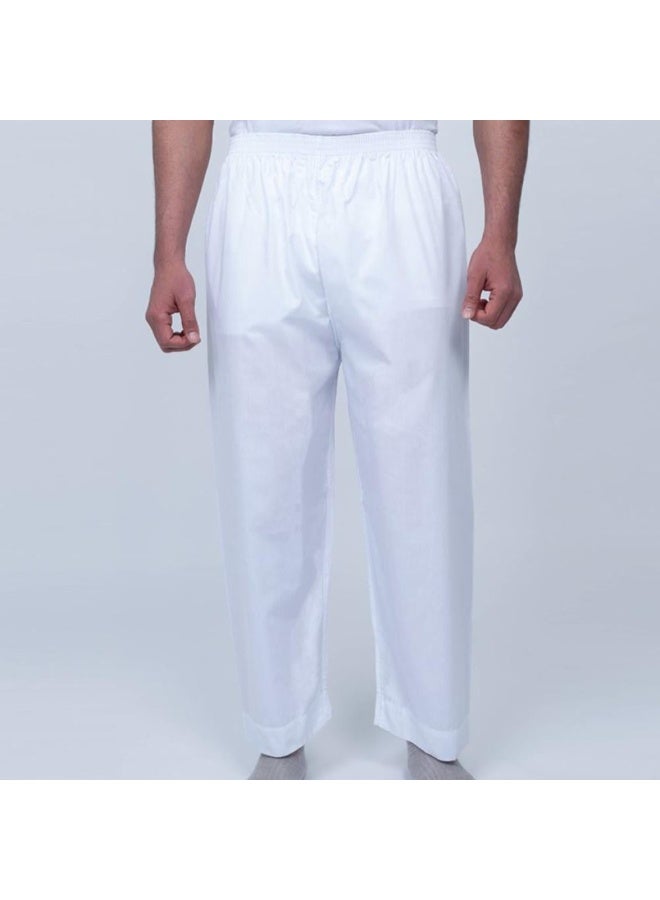 FIDCHY Men’s Fadshi Long Cotton Pants 100% Cotton Without Front Opening – Comfortable Underwear – Elastic Waistband – Ideal Under Thobe – White - Image 3