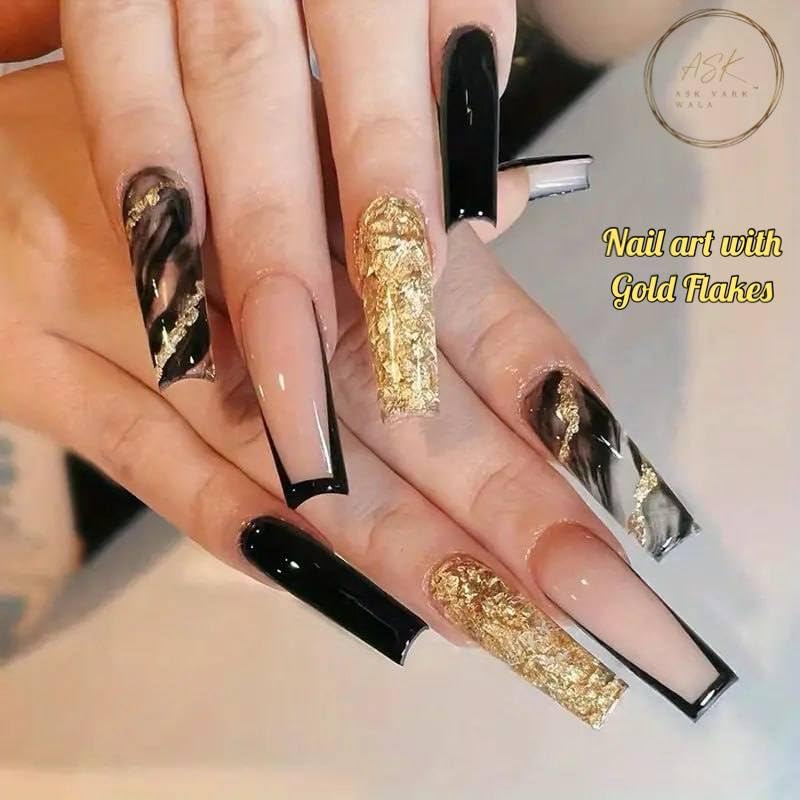 A.K GOLD LEAF AK GOLD LEAF 20g 2 Bottle Gold Flakes for Resin Imitation Gold Foil Flakes with Tweezer Gold Flakes for Decoration Nails Arts Painting Arts DIY Crafts Resin Jewelry Making etc Pack of 2 - Image 2