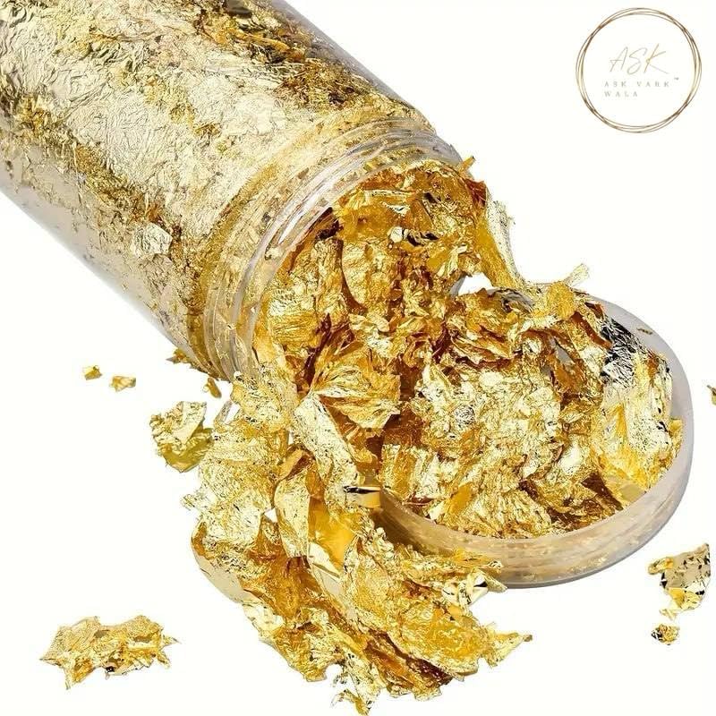 A.K GOLD LEAF AK GOLD LEAF 20g 2 Bottle Gold Flakes for Resin Imitation Gold Foil Flakes with Tweezer Gold Flakes for Decoration Nails Arts Painting Arts DIY Crafts Resin Jewelry Making etc Pack of 2 - Image 4