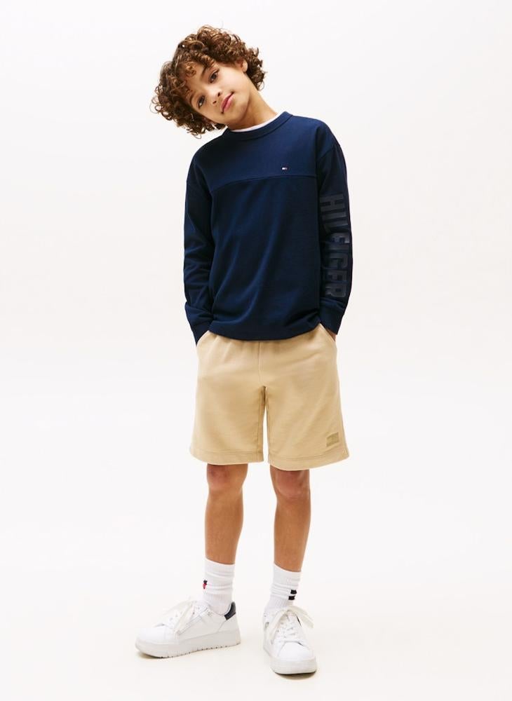 تومي هيلفيغر تيشيرت أطفال بأكمام طويلة وطبعة جرافيك - Image 3