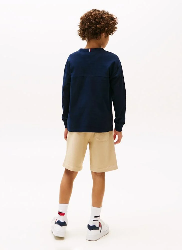 TOMMY HILFIGER Kids Graphic Print Crew Neck Long Sleeve T-Shirt