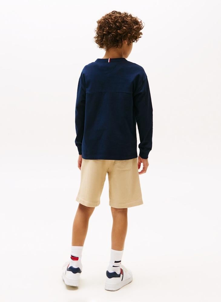 تومي هيلفيغر تيشيرت أطفال بأكمام طويلة وطبعة جرافيك - Image 2