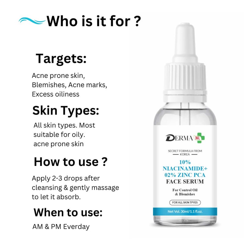 DERMAKR DERMA KR Niacinamide 10 with zinc 2 Face Serum Acne Prone Skin 30Ml - Image 4