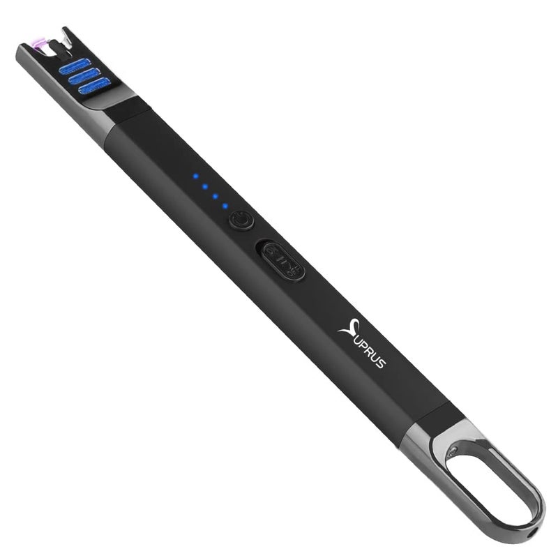 SUPRUS Candle Electric Arc Lighter Windproof Flameless USB Rechargeable Lighter with LED Light for Candle Camping BBQ Cooking (Black) - Image 1