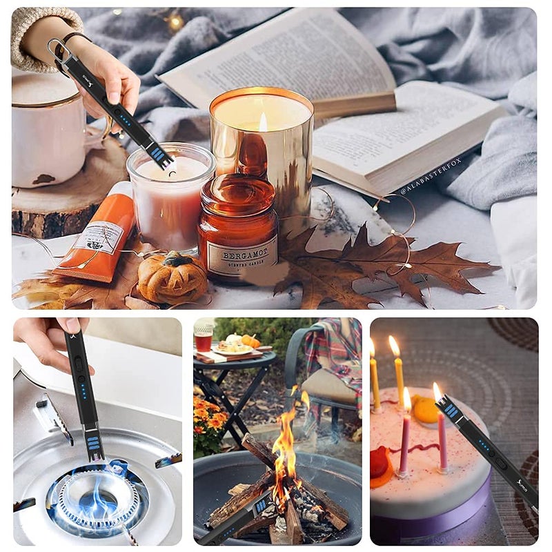 SUPRUS Candle Electric Arc Lighter Windproof Flameless USB Rechargeable Lighter with LED Light for Candle Camping BBQ Cooking (Black) - Image 5