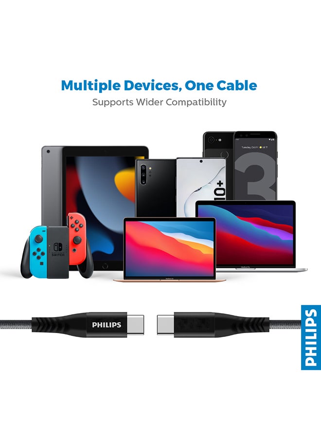 Philips USB-C To Type-C Braided Cable 1.2 Meter Black - Image 4
