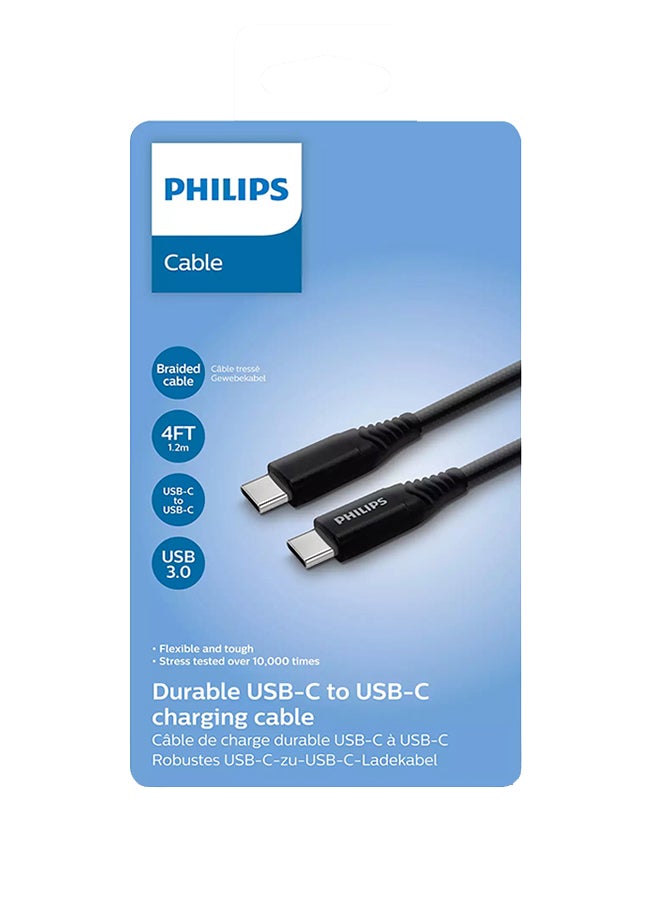 Philips USB-C To Type-C Braided Cable 1.2 Meter Black - Image 2
