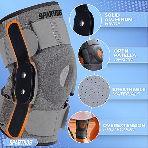 Sparthos Hinged Knee Brace for Larger Legs - Adjustable Stabilizing Support for ACL, MCL, Meniscus Tear, Arthritis - Open Patella - For Men and Women (Plus Size, XXX-Large, Ideal for Thighs 20"-28") - Image 4