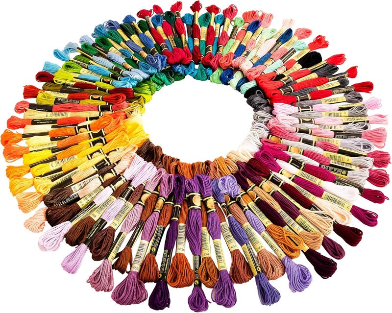 ThreadNanny 100 Colors Embroidery Thread  100 Rainbow Color Skeins Embroidery Floss Set Cross Stitch Threads Friendship Bracelets Kit - Image 1