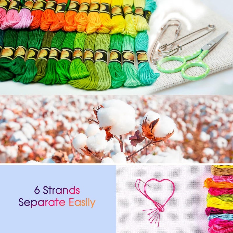 ThreadNanny 100 Colors Embroidery Thread  100 Rainbow Color Skeins Embroidery Floss Set Cross Stitch Threads Friendship Bracelets Kit - Image 3