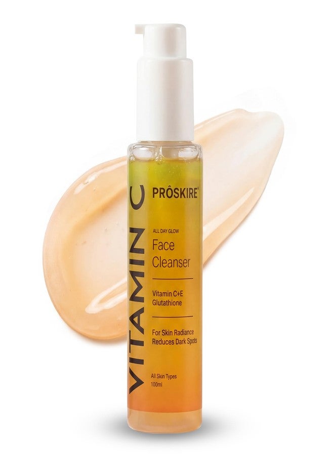 Proskire Vitamin C Glow Cleanser with Glutathione & Vitamin E | Gentle Brightening Cleanser for Dull, Uneven & Tanned Skin | Fades Dark Spots, Hydrates & Evens Skin Tone | 100ml - Image 1