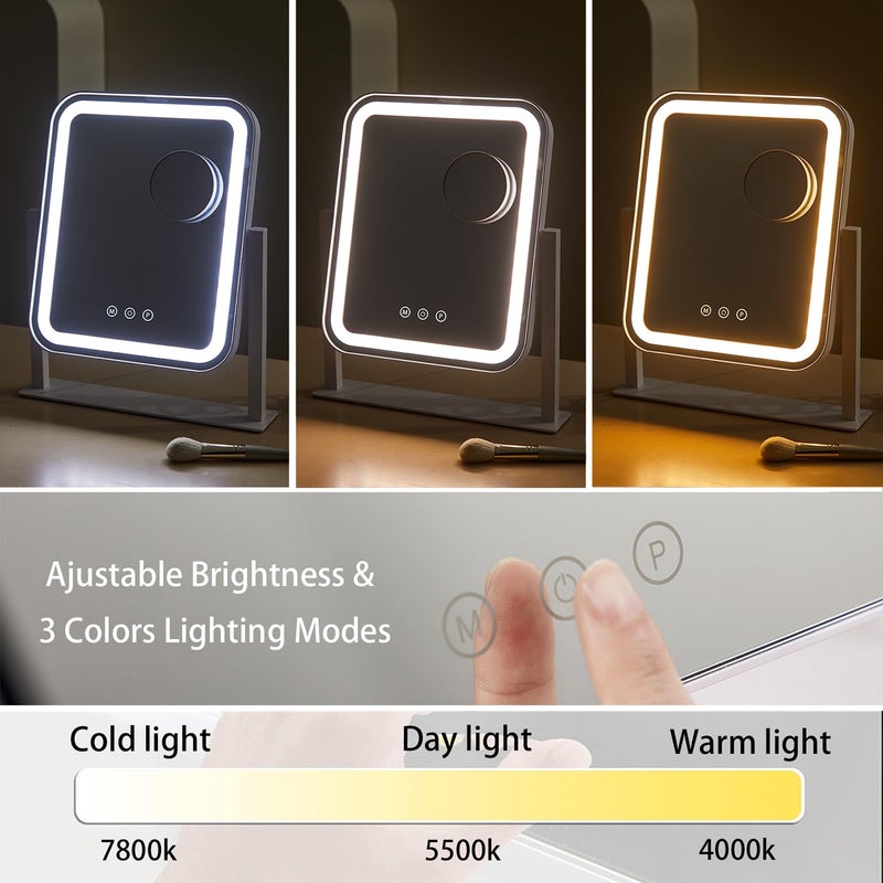 HIEEY Hollywood Vanity Mirror with 12 Dimmable Bulbs Lights, Three Color Lighting Modes, and 5X Magnification, Smart Touch Control, 360Â°Rotation (White,Gift Box) - Image 2